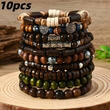 10pcs/ Set Bohemian Style Polymer Clay Bead Bracelet, Uniquely Matched For Casual Attire, Parties And Vacations, An All-Season Accessory