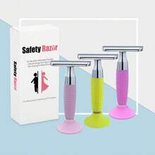 Razor For Women With 10 Blades, Reusable Single Blade Razors, Silicone Non-Slip Handle Razor, Smooth Close Shave For Ideal Gift For Girlfriend, Birthday