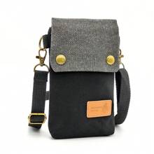 Solid Color Canvas 3 Layer Crossbody Cell Phone Bag Simple Cloth Women's Bag Fashion Satchel Shoulder Coin Purse
