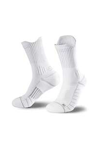 1/2 Pairs Purple Mesh Crew Socks For Men, Professional Basketball, Outdoor Sports, Moisture Wicking, Non-Slip, Cushioned, Elastic, Breathable, Fall