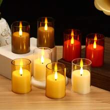 6pcs Set, Flameless Candle Lights With Remote Control & Timer - Premium Gray Electronic Candles, Battery Operated (Batteries Included), Ideal For Romantic Nights, Valentine's Day, Weddings, Eid, Ramadan, Easter - Warm Home Decor, Unbreakable Acrylic Candles, Suitable For Home, Bedroom, Weddings, Proposals, Christmas, Halloween, Company Dinners/Parties
