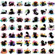 50 Stück Stolze schwarze Katzen Aufkleber Vinyl ästhetische Aufkleber für Scrapbooking, Journaling, Laptop, Stoßstange, Skateboard, Wasserflaschen, Computer, Handy, Cartoon, Schutzhelm, Auto, Schulmaterial, Rückkehr zur Schule