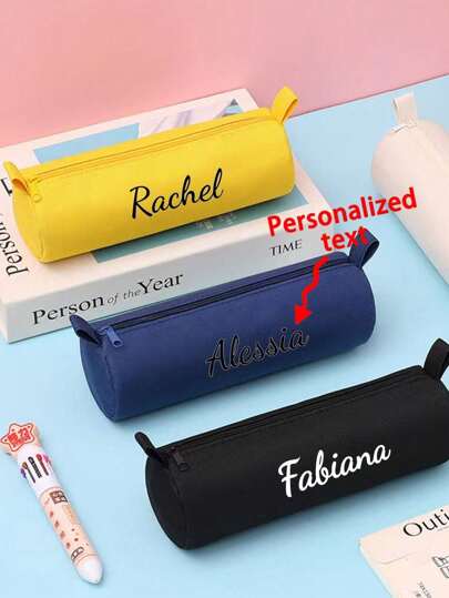 1 حقيبة قلم مخصصة باسم الشخص، مبطنة ذات تصميم بسيط فاخر، علبة قرطاسية للطلاب لتخزين الأدوات، علبة أقلام جميلة عالية الجودة، لعودة المدرسة والمستلزمات المدرسية