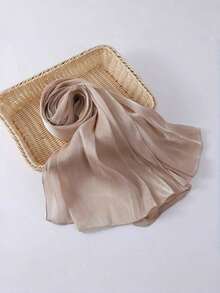 1 chiếc khăn choàng vải voan Crepe bóng màu trơn mới, khăn trùm đầu du lịch nhẹ nhàng, mềm mại, thoáng khí theo phong cách Ả Rập Mã Lai dành cho phụ nữ - Màu be - Xem 7