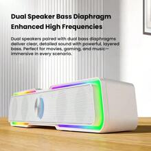 HP Computer Speakers DHE-6002S Cool Lighting Effects Dynamic Lighting Effects Wired And Bluetooth Dual Modes Touch Operation Separate Knobs Strong Bass Wide Compatibility Black