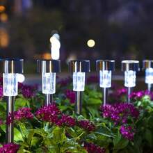 8 - Piece Solar LED Lights,Outdoor Stainless - Steel Solar LED Stick Lights , Solar Landscap Decorative Lights,Suitable Forcourtyards, Lawns, Paths, Decks, Driveways And Gardens, Festival Parties,20mAh,Garden - Path Decoration, Parties, Barbecues - 8件-白色 - 查看 4