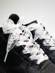 1 Pair 2cm Wide Small Plum Blossom Pattern Ribbon Lace Shoelaces - Plum Blossom Lace - View 18