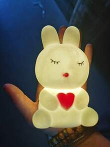 Creative Novelty LED Nightlight, Cute Glowing Heart, Carrot & Rabbit Design, Room Decor Lamp For Bedside Cabinet, Plastic, Birthday Gift - White - View 7