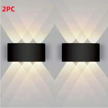2 Pieces, Modern LED Wall Lights, Outdoor Wall Wash Lights, Staircase Wall Lights, Warm Light Dual Head Wall Lights, AC110-220V, Semi Embedded Installation, Suitable For Courtyards, Villas, Hotels, Corridors, Balconies, Stairs, Indoor And Outdoor Lighting Wall Lights