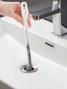 5pcs Drain Brush, Long Drain Blockage Removal Tool, Pipe Brush Cleaner With Nylon Bristles, Sink Drain Cleaner For Bathroom, Kitchen Sink, Bathtub, Shower And Sewer Drain Cleaner, Hair Removal Drain Blockage Remover, Sink Brush, Pipe Blockage Removal Tool, Complimentary Hook