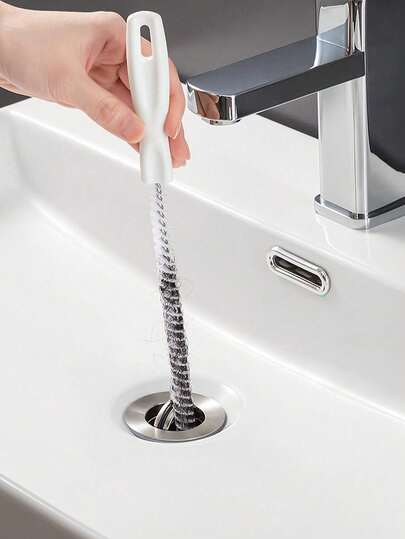 5件套排水刷，长排水管疏通工具，尼龙刷毛管道清洁刷，浴室水槽排水管清洁器，厨房水槽，浴缸，淋浴间和下水道排水管清洁器，脱毛排水管疏通器，水槽刷，管道疏通工具，附赠挂钩