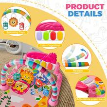 Baby Piano Mat With Mirror & Hanging Toys, 0+Infant Kick Piano Music Toy Mat With Soft Crawling Mat, Great For Child Emotion, Vision, Intelligence Development, Interaction Toy, Hearing, Parent-Child Bonding, Suitable For Christmas, Birthday, Halloween Gifts (Pink/Green) - Multicolor - View 5