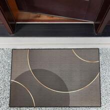 1pc Dark Color Golden Circle Line Design Doormat, Made Of Superfine Fiber Material, Washable, Suitable For Home Decor, Seasons, Kitchen, Living Room, Bedroom, Porch, Great Gift For Family And Friends, Simple Entrance Mat, Dark Color Doormat, Perfect For Decorating Your Entryway