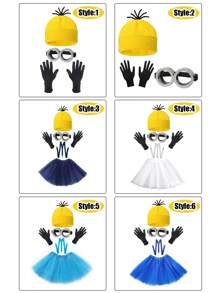Minions Halloween Minions Kostüm Zubehör Rollenspiel-Set, Raumdekoration Schlafzimmer Dekoration Heimdekoration Wanddekoration Schuldekoration Schulüberraschung Studentenwohnheim Dekoration Schulanfang