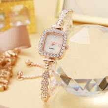 1 pièce Nouvelle petite montre carrée pour filles, montre à quartz au tempérament pour femmes, montre bracelet pour collégiens et lycéens