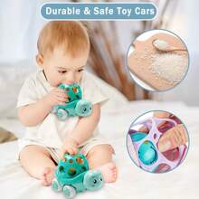 Baby Toy Car For 18 Months Infant, Soft Rubber Push And Go Car For 1 2 Year Old Girls Boys,Rattle And Roll Car With Playmat/Storage Bag, Birthday Gift For Toddler