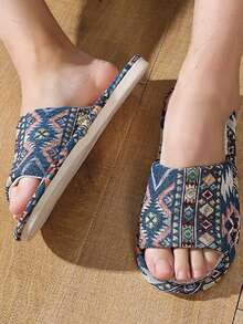 Linen Men's Slippers, Indoor Quiet Non-Slip Slippers For Spring, Autumn, All Season, Home, Hotel Use - Navy - View 2