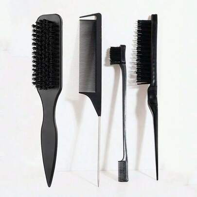 4pcs/Set Slick Back Hair Brush For Sleek Ponytail Bun & Smoothing Hairs, Flyaways, Edge ControlBackcombing & Teasing Hairbrush WithWide Rat Tail For Sectioning & Parting,Hair Brush, Comb, Hair Tools, HairProducts And Accessories For BarberSalon Beauty Travel Essentials,Back To School,Travel Holiday Essentials,Hair Accessories For Women,Brush,Hair Brushes,Edge Brush,Brush Hair,Hair Comb,Comb Hair,Detangling Brush,Ball Brush,Mini Hair Brush,Hair Brush Set,Wooden Comb,Hair Brush, Brush, Comb, Slick Back Brush, Hairbrush, Edge Brush, Brush Hair, Hair Comb, Hair Brush Set, Comb Hair, Mini Hair Brush, Detangling Brush, Hair Brushes,Hair, Accessories, Hair Products, Hair Tools, Hair Stuff, Hair Care, Curly Hair Brush, Barber, Barber Accessories, Hairdressing Equipment,Travel Essentials,Travel Essential,Hairstyle,Hairdressing