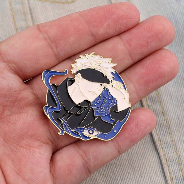 Jujutsu Kaisen 1pc Anime Jujutsu Kaisen Accessories - Gojo Satoru Brooch Pin, Cute Metal Badge For Backpack, Unisex Student Decor Halloween