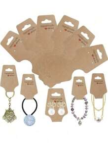100Pcs Fitted Bracelet Display Card Solid Necklace Clip Card Small Business Jewelry Key Chain Earrings Headband Jewelry Ornament Display Cards