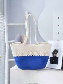 1pc Customized Embroidered Woven Beach Basket Bag For Women, Fashion Versatile Shoulder Tote Bag, Suitable For Beach Trip, Everyday Use, Gifts For Family, Friends, Mother, Partner, Great For Mother's Day, Valentine's Day, Nurses Day, Teacher's Day, Christmas, Birthday, School Supplies, For Teacher, For Boys And Girls, For Teenagers, Junior High School Students, Middle School Students, High School Senior High School Students, College Students, University Students, Freshman, Sophomore, Underclassmen - Multicolor - View 17