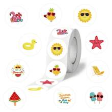 500Pcs Summer Sticker Roll Beach Stickers Summer Stickers Stickers Personalized Stickers Summer Toys Cool Stickers Aesthetic Stickers Vinyl Stickers Stickers For Water Bottle, Hydroflask, Guitar, Luggage, Phone, Case, Laptop, Skateboard, Gift School Supplies, Back To School