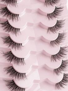 SHIDISHANGPIN 7 Pairs Transparent Band Cat Eye False Eyelashes, Faux Mink Lashes, Natural Soft And Fluffy, Reusable, Suitable For Women Eye Makeup Extension