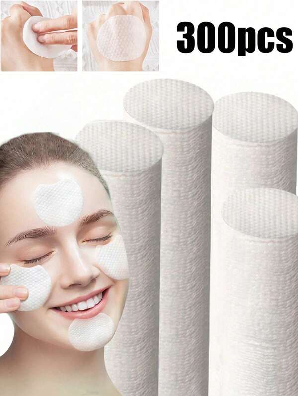 Lenços demaquilantes elípticos para limpeza facial e remoção de maquiagem 300/100/50 unidades - hipoalergênicos, sem anel, descartáveis, não tecidos, para todos os tipos de pele, itens essenciais de beleza feminina
