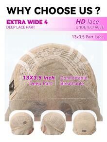 Long Body Wavy Blonde Synthetic Lace Front Wig Soft & Natural, Realistic Scalp 180% Density 13x3.5 Glueless Wigs For Women Pre-Plucked Hairline Wigs For Party Daily Use - Platinum - View 7