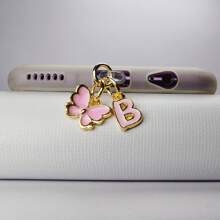 1pc Butterfly And Letter Dust Plug Compatible With Iphone Charging Port Type-C Charging Port Data Port Plug. Compatible With Mi Oppo Vivo Samsang Iphone5-16 Earphone