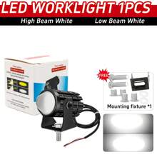 Heyword 2pcs White + Yellow Motorcycle LED Headlight Mini Driving Lamp Fog Light 12V/24V Universal Dual-Color Projector Lens With Switch, Fit For ATV Scooter Auxiliary Spotlight Motorcycle Accessories