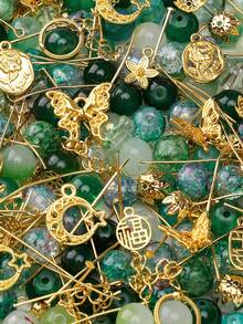 50克/包混合玻璃珠金属饰品隔珠适用于珠宝制作DIY手链项链脚链特殊手工工艺用品 - 混款珠金色配件 - 查看 8