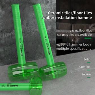 透明实心橡胶锤 - 高弹性、耐磨、塑料手柄、减震抗弯、橡胶瓷砖安装锤，多种尺寸可选