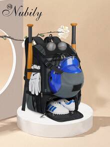 NUBILY Baseball Backpack For Youth & Adults - Lightweight Softball Bag With Shoe Compartment & Fence Hook | Bat Bag With Helmet Holder | Multi-Functional Sports Backpack For T-Ball & Training - Xám - Xem 2