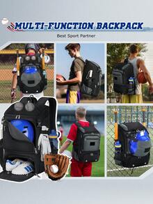 NUBILY Baseball Backpack For Youth & Adults - Lightweight Softball Bag With Shoe Compartment & Fence Hook | Bat Bag With Helmet Holder | Multi-Functional Sports Backpack For T-Ball & Training - Xám - Xem 8