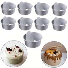 2-Inch And 4-Inch Round Aluminum Cake Molds With Removable Bottom - Non-Stick, Heat-Resistant, Ideal For Baking DIY Cheesecakes, Perfect Kitchen Baking Tool For Birthdays, Holidays And Family Gatherings - Multicolor - View 3