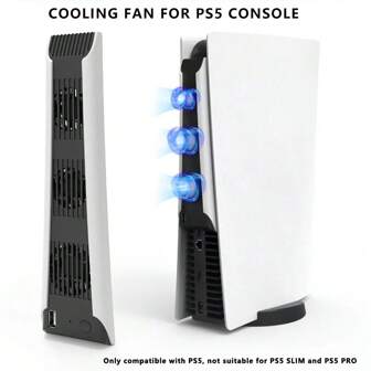TOPWOLF Cheaper Price PS 5 USB COOLING FAN Only FOR PS 5 CONSOLE Cooling Fan Built-In 3 LED Fans, Speed Up To 5500 Rpm For PS 5 Digital Edition And CD-ROM Edition PS 5 Accessory