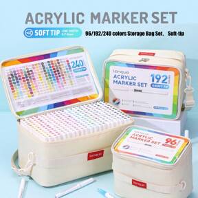 Languo 240/192/96/60/48/36/24 Farben Acrylmarker Set, professionelle Kunstbedarf Alkohol basierte Marker für DIY Malerei, mischbare nicht-ausblutende Farben, tolles Geschenk für Studenten und Künstler, geeignet für Glas/Stein/Keramik/Holz und mehr, Schulmaterial, Schulanfang