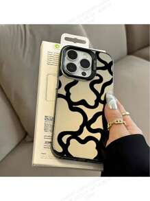 Black Line Pattern Design Phone Case Compatible With IPhone 16, 15, 14, 13, 12, 11 Pro Max, X, XR, XS Max, 8, 7 Plus, Shock-Absorbing Matte Back Cover Suitable For Series