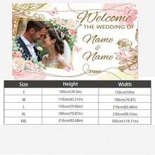 1 件可定制姓名、肖像、日期婚礼派对横幅，聚酯花卉新娘和新郎订婚派对摄影背景，个性化文字和图像横幅，蛋糕桌，家居墙壁，户外装饰 - 彩色 - 查看 10