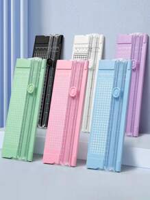 1 pieza Cortador de papel plástico portátil Mini A4, herramienta de corte de fotos para manualidades, recortador de precisión para uso escolar, hogar y oficina con construcción de plástico duradero, artículos escolares, de vuelta a clases