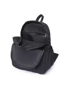 2025新款女士背包，简约时尚轻便旅行包，多功能户外和返校背包 - 黑色 - 查看 2