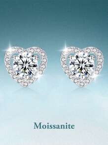 rainonme 0,5 Karat*2 elegante Moissanitohrringe in Herzform für Frauen, Sterling-Silber, modischer Hochzeitschmuck, hochwertige Ohrschmuckstücke für Frauen, hypoallergen, ideale Wahl für den täglichen Gebrauch und Urlaub, exquisites Geburtstagsgeschenk, Verlobungs-, Hochzeits-, Jahrestags-, Weihnachts- und Gelegenheitsgeschenk, funkelnder, wunderschöner Schmuck, Abschlussgeschenk, Schmuck im Sommerstil für 2025