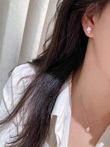 rainonme Set elegante y minimalista de 3 piezas de collar y aretes con moissanita de 2,5 quilates para mujer en plata esterlina, joyería de boda clásica y de moda, collar y aretes de alta calidad para mujer con baja alergenicidad, opción ideal para uso diario y vacaciones