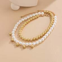 1 pièce Collier pendentif avec coquillage, étoile de mer et conque, chaîne de clavicule en perles fausses CCB minimaliste pour femmes