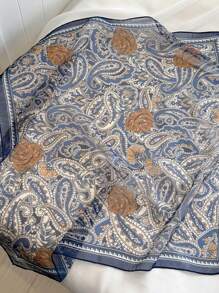 Pañuelo cuadrado versátil nuevo para 2025, pañuelo de seda de alta calidad para mujeres, pañuelo de gasa con estampado decorativo, elegante y encantador para primavera/verano