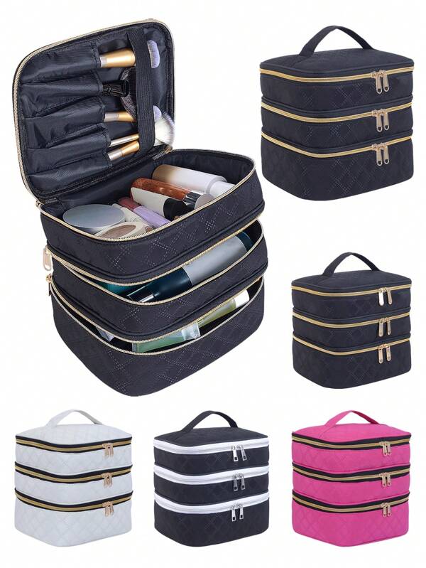 Bolsa de Maquiagem Acolchoada com Estampa Xadrez Diamante - Bolsa de Armazenamento com Três Camadas Espaçosa com Alças, Perfeita para Viagem e Uso Doméstico, Bolsa de Viagem para Maquiagem, Decoração de Quarto, Bolsas, Bolsa de Maquiagem, Viagem, Bolsa de Maquiagem, Essenciais de Viagem, Organizador, Armazenamento, Essencial de Viagem, Organizador de Maquiagem, Bolsas de Maquiagem, Bolsa de Toucador, Organizador de Mesa, Bolsa de Maquiagem, Nécessaire de Maquiagem, Bolsas de Maquiagem, Bolsa de Maquiagem, Viagem, Nécessaire de Maquiagem, Bolsa, Nécessaire de Maquiagem, Essenciais de Viagem, Bolsas de Maquiagem, Essencial de Viagem, Bolsa de Maquiagem Pequena, Nécessaire de Maquiagem, Nécessaire Cosmético, Essencial de Viagem, Grande Capacidade, Bolsa de Maquiagem Grande, Presentes de Natal, Nécessaire, Viagem, Presentes para Mulheres, Necessaire Feminina, Essencial de Viagem, Nécessaire, Clutch / Bolsa Pequena, Necessaire, Organizador de Maquiagem, Organizar Maquiagem, Nécessaire, Port