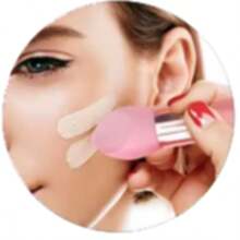 Quaste mit Pilzkopf-Form für flüssiges Make-up, Schwamm Kosmetik Puder Quaste, Schminkpinsel mit glättendem Griff