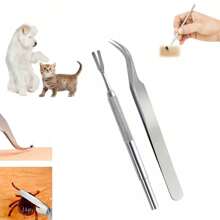 Herramienta de acero inoxidable para eliminar garrapatas - Cabeza en forma de V fácil de agarrar, sin residuos, portátil y duradera, adecuada para uso doméstico o de viaje, removedor de garrapatas, pinza de acero inoxidable para mascotas, tenedor para eliminar garrapatas de mascotas, herramienta repelente de mosquitos, herramienta ideal para el control de plagas de mascotas en verano