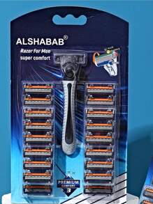 1 Razor + 20pcs Extra Refill Cartridges Blades Men Razor Gray Color Manual Shaver For Men Barber Shaving